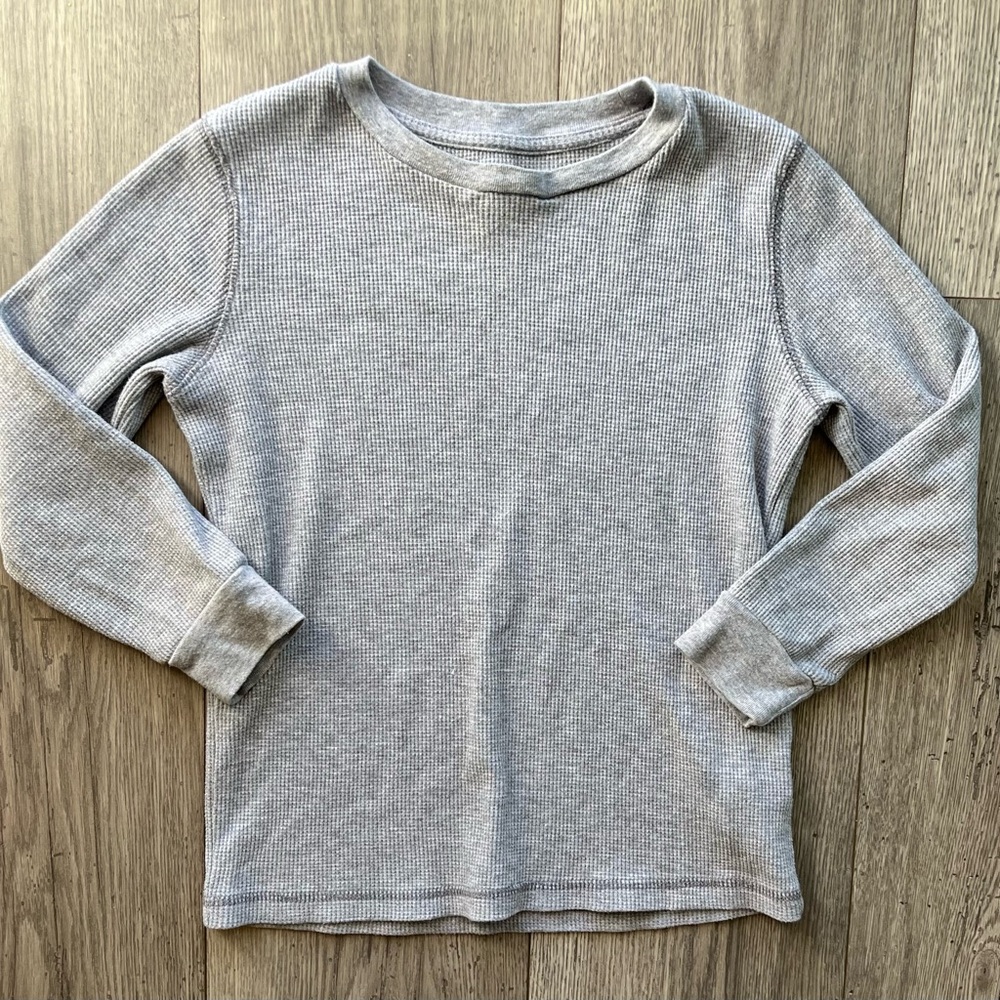 Old Navy Boy Long Sleeve Waffle Knit Solid Medium Heather Gray Size Small 6/7